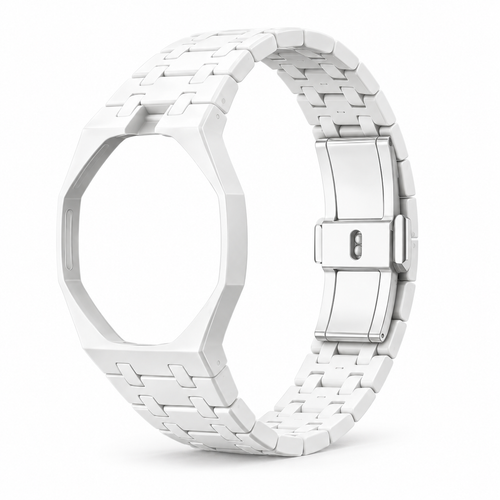 OctaLink — Blanc — boîtier et bracelet seuls sur fond blanc