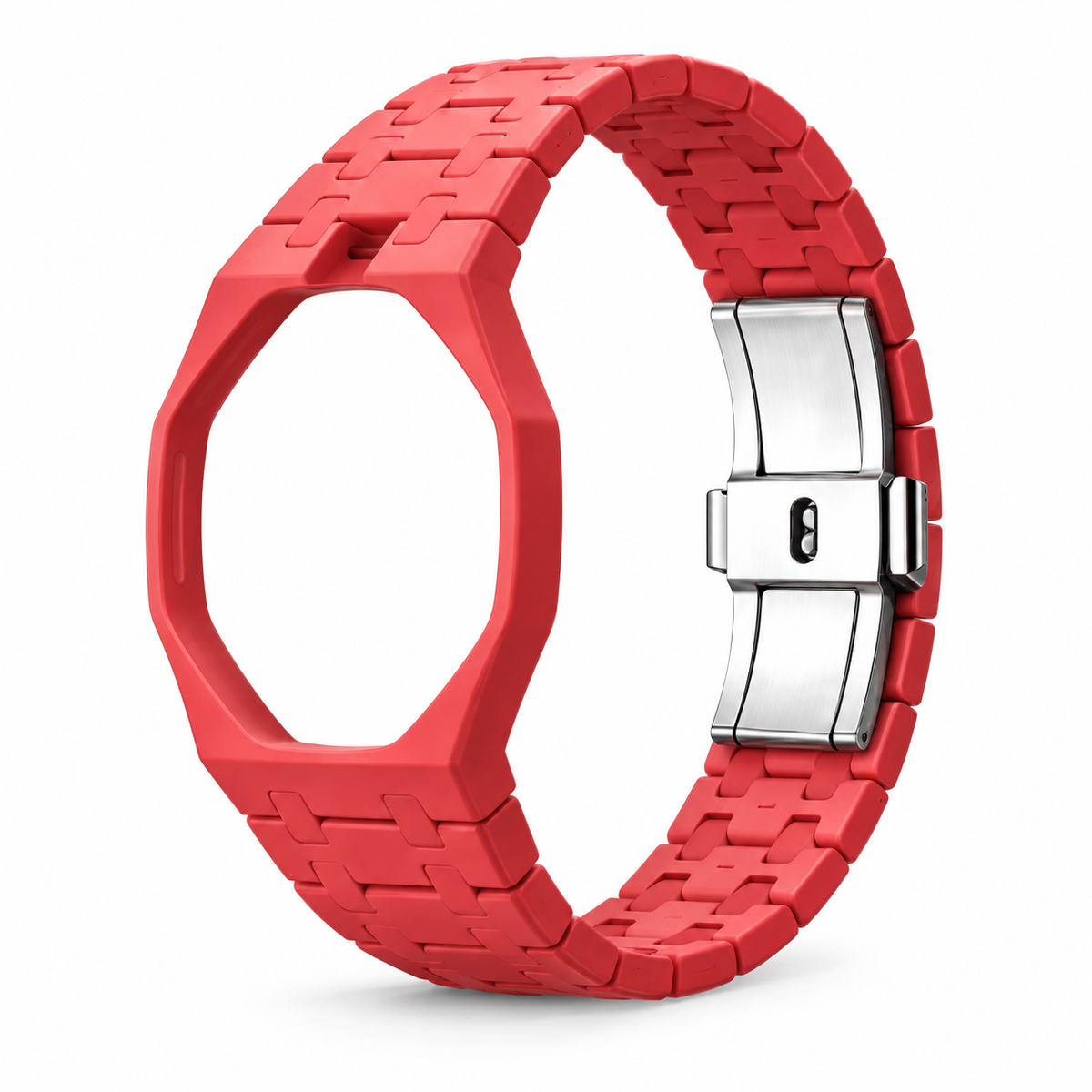 OctaLink — Rouge — boîtier et bracelet seuls sur fond blanc